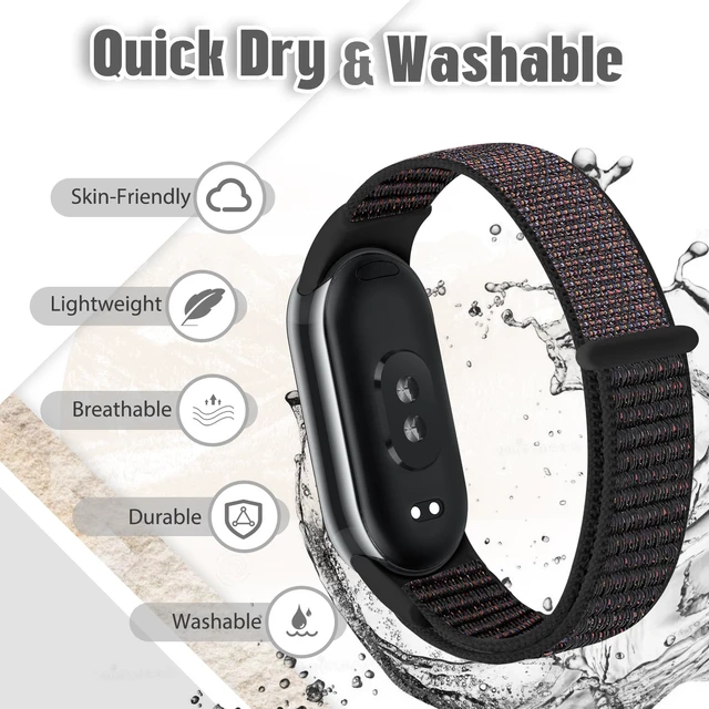 Alt view image 5 of 7 - Nylon Sport Band Compatible with Xiaomi Smart Band 10/9/8 for Women Men, Soft Adjustable Breathable Sport Loop Watch Strap Replacement Wristband for Xiaomi Mi Band 10/9/8, 3pcs