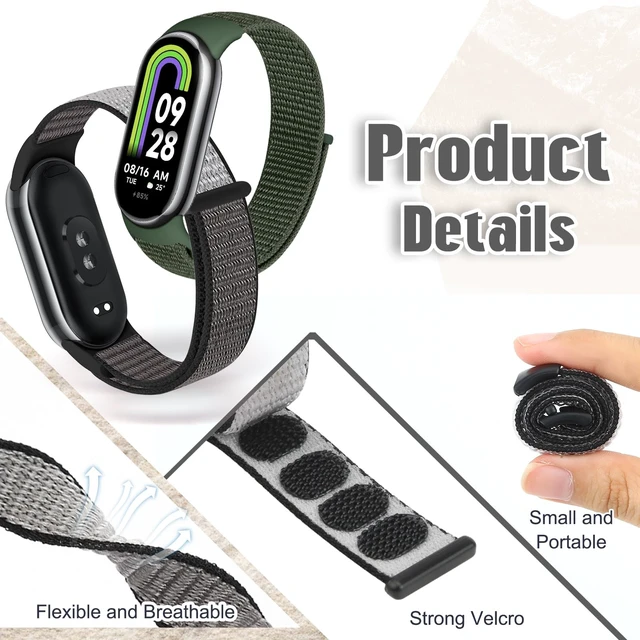 Alt view image 2 of 7 - Nylon Sport Band Compatible with Xiaomi Smart Band 10/9/8 for Women Men, Soft Adjustable Breathable Sport Loop Watch Strap Replacement Wristband for Xiaomi Mi Band 10/9/8, 3pcs
