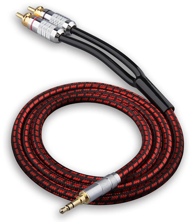 Main image of Audiophile High Purity Copper Audio Cable 3.5mm Male to 2 RCA/Phono Male Audio Auxiliary Gold-Plated Stereo HiFi Y Splitter Adapter Cable (Straight 3.5mm to 2 RCA, 6.5ft/2m)