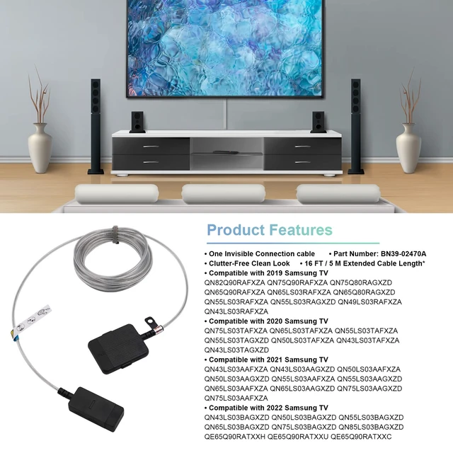 Alt view image 2 of 5 - BN39-02470A/BN39-03006A 5M Frame One Connect Cable for Samsung Frame TVs The Frame TV One Connect Cable for LS03FA LS03AA LS03BA LS03DA LS03RA LS03TA Q85R Q90R Q95T