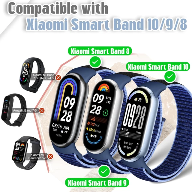 Alt view image 4 of 7 - Nylon Sport Band Compatible with Xiaomi Smart Band 10/9/8 for Women Men, Soft Adjustable Breathable Sport Loop Watch Strap Replacement Wristband for Xiaomi Mi Band 10/9/8, 3pcs
