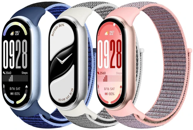 Main image of Nylon Sport Band Compatible with Xiaomi Smart Band 10/9/8 for Women Men, Soft Adjustable Breathable Sport Loop Watch Strap Replacement Wristband for Xiaomi Mi Band 10/9/8, 3pcs