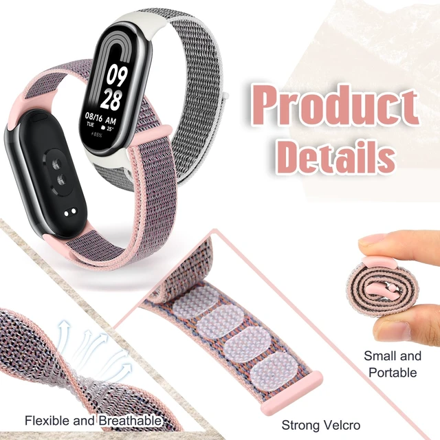 Alt view image 5 of 7 - Nylon Sport Band Compatible with Xiaomi Smart Band 10/9/8 for Women Men, Soft Adjustable Breathable Sport Loop Watch Strap Replacement Wristband for Xiaomi Mi Band 10/9/8, 3pcs