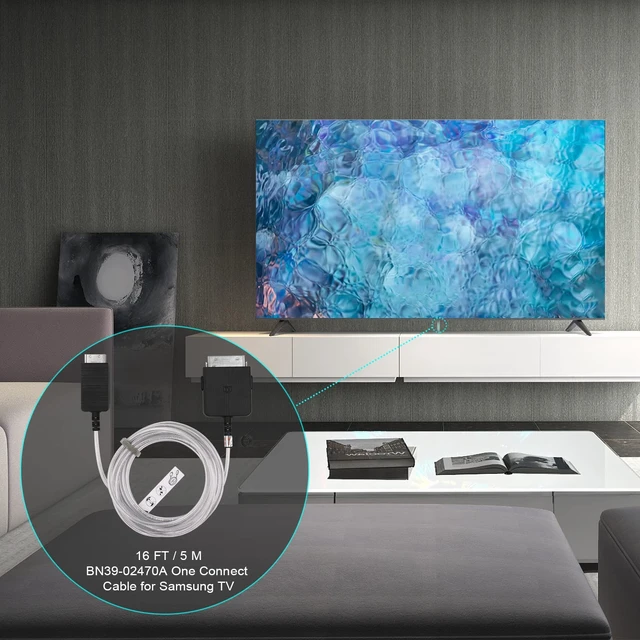 Alt view image 3 of 5 - BN39-02470A/BN39-03006A 5M Frame One Connect Cable for Samsung Frame TVs The Frame TV One Connect Cable for LS03FA LS03AA LS03BA LS03DA LS03RA LS03TA Q85R Q90R Q95T