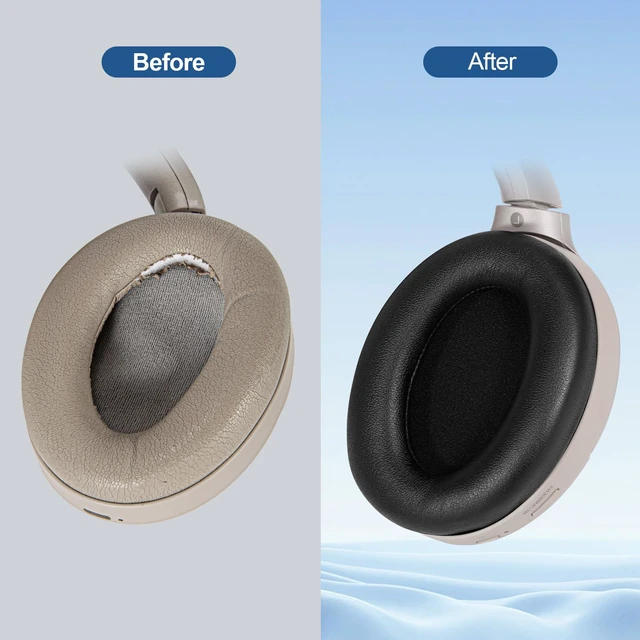 Alt view image 4 of 7 - Ear Pads for Sony WH-1000XM3 Headphones, Replacement XM3 Earpads Cushions with Soft Protein Leather, Noise Isolation Memory Foam, Reinforced Sealing