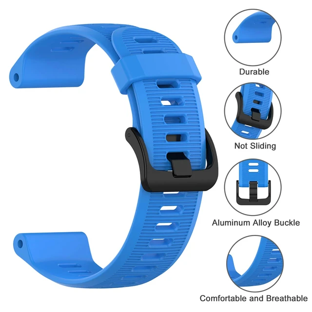 Alt view image 2 of 7 - 22mm Watch Band for Garmin Forerunner 935/945/955/965/745/Fenix 5/6 Silicone Strap Compatible with Garmin Fenix 5 plus/Fenix 6 Pro/Approach S60 Smartwatch Replacement