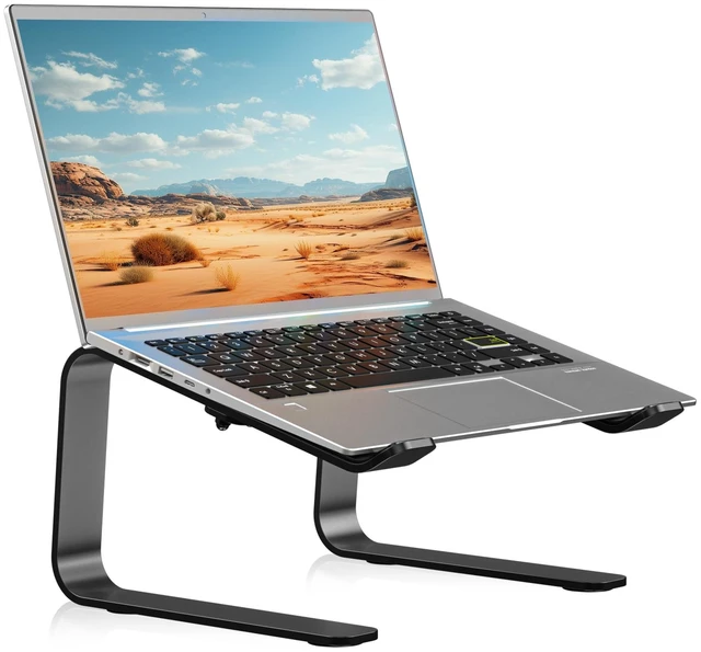Main image of Aluminum Laptop Stand,Ergonomic Detachable Computer Laptop Stand for Desk, Metal Computer Riser, Notebook Riser Heavy Stable PC Holder for 10-16" Laptops Notebook Computer, Black