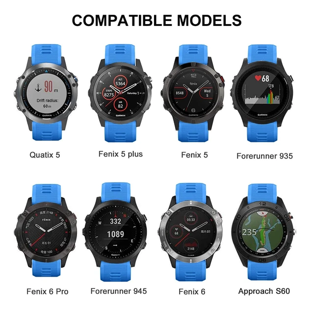 Alt view image 3 of 7 - 22mm Watch Band for Garmin Forerunner 935/945/955/965/745/Fenix 5/6 Silicone Strap Compatible with Garmin Fenix 5 plus/Fenix 6 Pro/Approach S60 Smartwatch Replacement