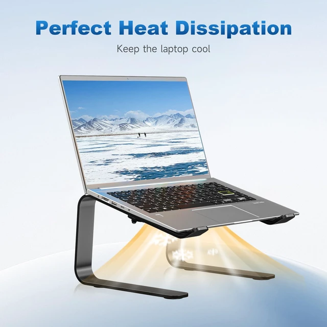 Alt view image 5 of 7 - Aluminum Laptop Stand,Ergonomic Detachable Computer Laptop Stand for Desk, Metal Computer Riser, Notebook Riser Heavy Stable PC Holder for 10-16" Laptops Notebook Computer, Black