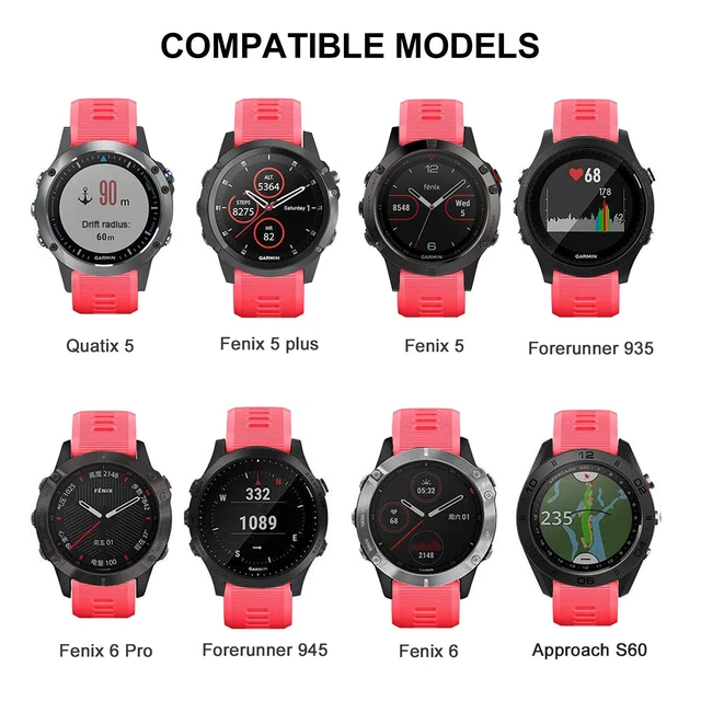 Alt view image 3 of 7 - 22mm Watch Band for Garmin Forerunner 935/945/955/965/745/Fenix 5/6 Silicone Strap Compatible with Garmin Fenix 5 plus/Fenix 6 Pro/Approach S60 Smartwatch Replacement