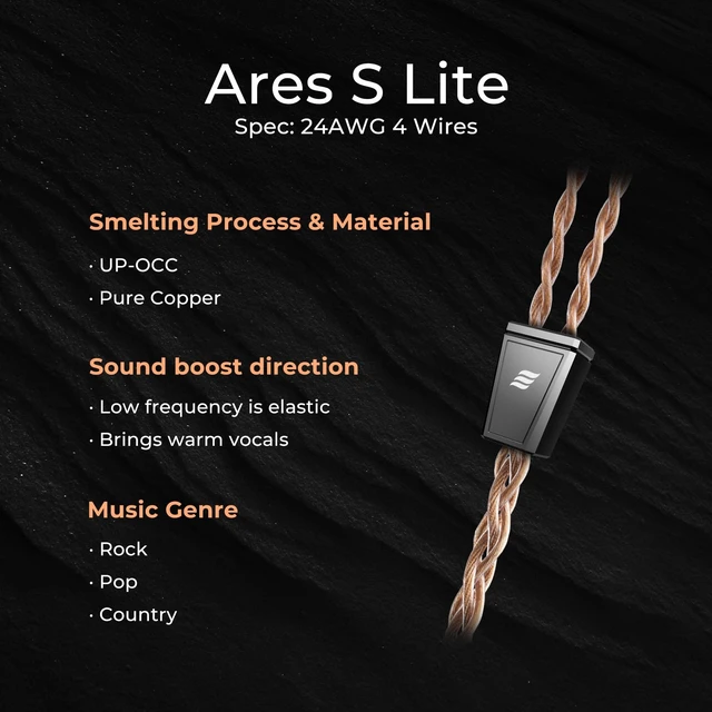 Alt view image 2 of 6 - Effect Audio Ares S Lite 4-Wire IEM Cable, UP-OCC Copper Litz Deep Bass & Warm Vocals, Dual Geometric Design Headphone Cord Compatible with 2-Pin IEMs (120cm, 3.5mm Jack) (3.5mm)