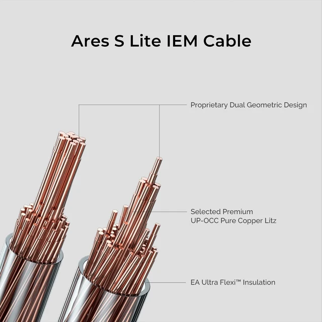 Alt view image 3 of 6 - Effect Audio Ares S Lite 4-Wire IEM Cable, UP-OCC Copper Litz Deep Bass & Warm Vocals, Dual Geometric Design Headphone Cord Compatible with 2-Pin IEMs (120cm, 3.5mm Jack) (3.5mm)