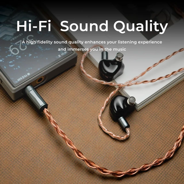 Alt view image 5 of 6 - Effect Audio Ares S Lite 4-Wire IEM Cable, UP-OCC Copper Litz Deep Bass & Warm Vocals, Dual Geometric Design Headphone Cord Compatible with 2-Pin IEMs (120cm, 3.5mm Jack) (3.5mm)