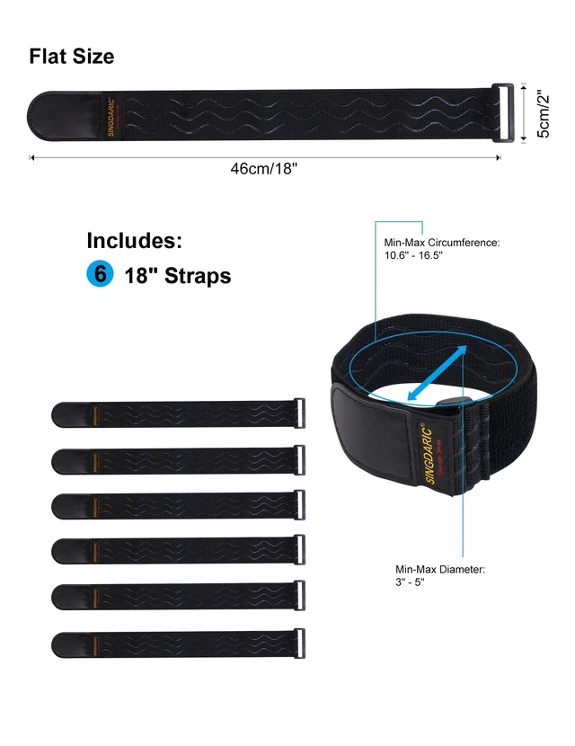 Alt view image 3 of 7 - Elastic Cinch Strap, 6 Pack, 18"x2" Anti-Slip Strips, Super-Stretch Storage Straps Whit Buckle, Extension Cord Management, Cable Storage,Hoses,Fixed Bike