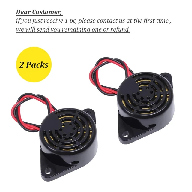 Alt view image 2 of 7 - 2 PCS Piezo Buzzer, Icstation Buzzer Alarm 12V Electronic Beep Buzzer 100dB Piezo Alarm Siren Continous Sound for Motorcycle Golf Cart Vehicles Car Alarm