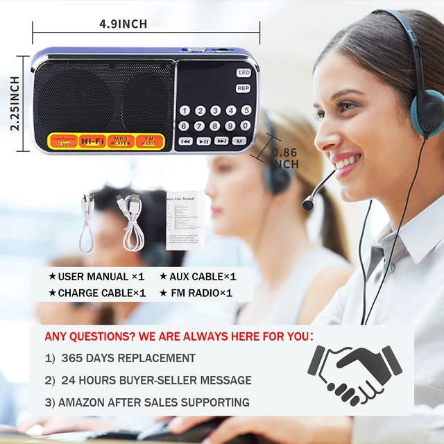 Alt view image 7 of 7 - Portable Mini USB FM Radio Speaker Music Player TF Card for PC iPod Phone (088 Blue)