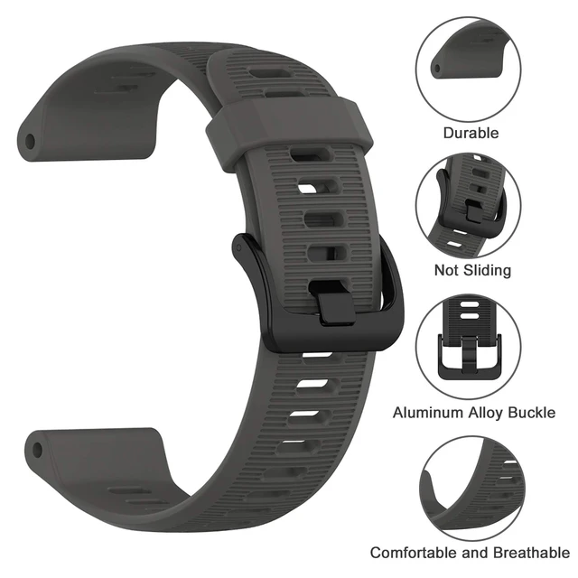 Alt view image 4 of 7 - 22mm Watch Band for Garmin Forerunner 935/945/955/965/745/Fenix 5/6 Silicone Strap Compatible with Garmin Fenix 5 plus/Fenix 6 Pro/Approach S60 Smartwatch Replacement