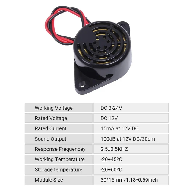 Alt view image 6 of 7 - 2 PCS Piezo Buzzer, Icstation Buzzer Alarm 12V Electronic Beep Buzzer 100dB Piezo Alarm Siren Continous Sound for Motorcycle Golf Cart Vehicles Car Alarm