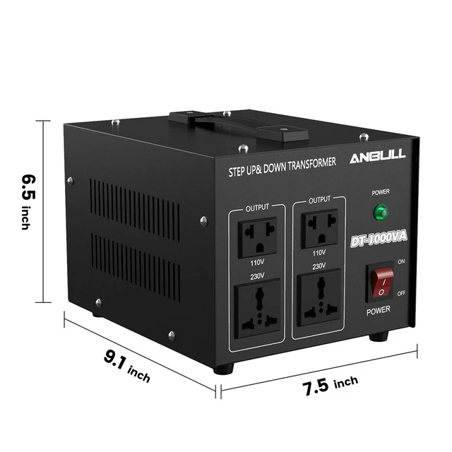 Alt view image 7 of 7 - Voltage Converter 1000 Watt Voltage Transformer(110V to 230V,230V to 110V) Heavy Duty Transformer,Circuit Breaker Protection,(110V to 230V,230V to 110V)for Global Household Appliances