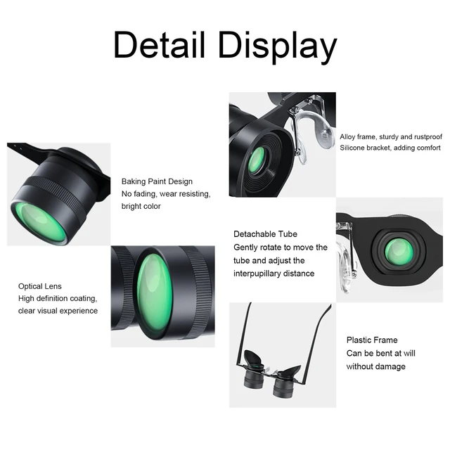 Alt view image 3 of 7 - Binocular Glasses, 10X HD Handsfree Telescope Opera Glasses with Adjustable Focus, Portable Binocular for Fishing, Bird Watching, Sports, Concert, Theater, Opera, TV, Sight