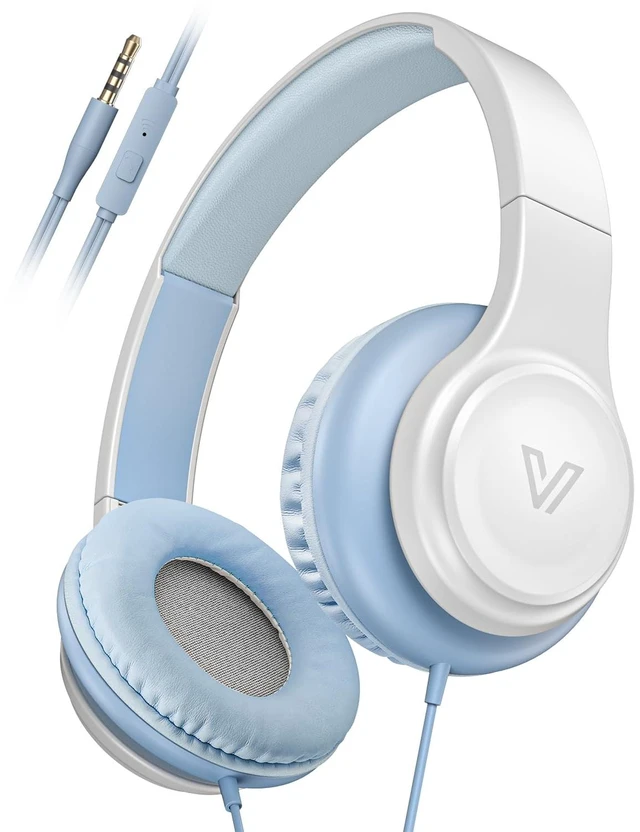 Main image of GE01 On-Ear Headphones w/Mic, Portable Lightweight Folding Stereo Bass Headphones for Smartphone, Tablet, Computer - Kids School (Blue)