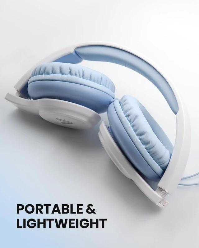 Alt view image 2 of 7 - GE01 On-Ear Headphones w/Mic, Portable Lightweight Folding Stereo Bass Headphones for Smartphone, Tablet, Computer - Kids School (Blue)