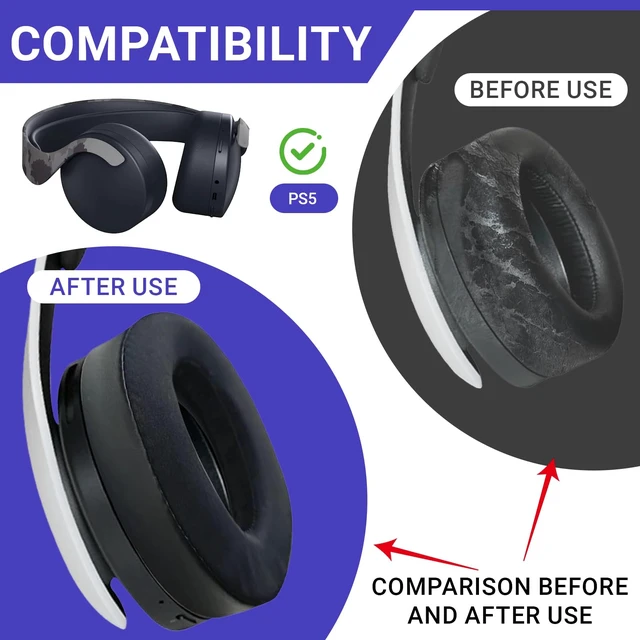 Alt view image 7 of 7 - 1 Pair Cooling-Gel Ear Pads Replacement, Earpads Cushions for Sony PlayStation 5 Pulse PS5 3D Wireless Headset, with Noise Isolation Foam