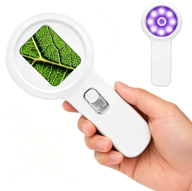 Main image of Digital Magnifier, 10-200X Zoom, 2" IPS, LED & UV Light 10-200X Zoom, Fixed Focus Lens Shield, 2" IPS Screen, White/UV LED, Built-In Storage, 4TB MicroSD, Type-C, 500mAh, Anti-Slip