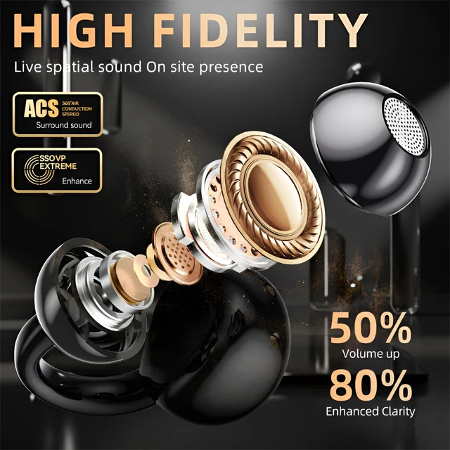 Alt view image 6 of 7 - Clip On Earbuds Jewelry, Open Ear Headphones Wireless Bluetooth Earring Clip-On Headphones, Fit Ears Cuff Headphones for Women, Jewelry Earring Earbuds for Work, Run & Sleep (Butterfly-Black)