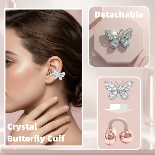 Alt view image 2 of 7 - Clip On Earbuds Jewelry, Open Ear Headphones Wireless Bluetooth Earring Clip-On Headphones, Fit Ears Cuff Headphones for Women, Jewelry Earring Earbuds for Work, Run & Sleep