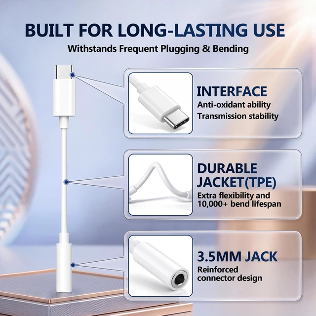 Alt view image 6 of 7 - 20pack USB C to 3.5mm Headphone Jack Adapter,Type C Aux Audio Dongle Cable Compatible with iPhone 17/16/15/15 Plus/15 Pro/15 Pro Max/iPad/Pixel, Compatible with Samsung Galaxy S25/S24/S23/S22