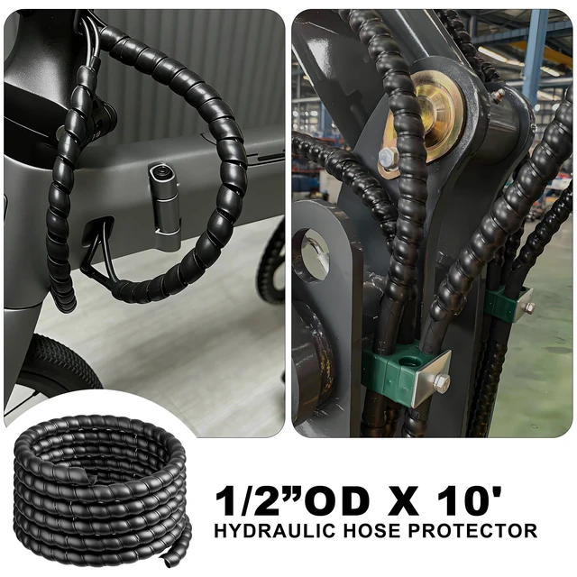 Alt view image 6 of 6 - Hydraulic Hose Protector, 1/2" OD x 10' Length Spiral Wrap