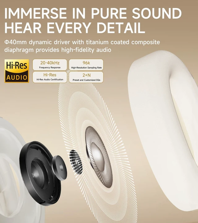 Alt view image 5 of 7 - Atom Max Hybrid ANC Headphones, Hi-Res Audio, 45H Playtime, White