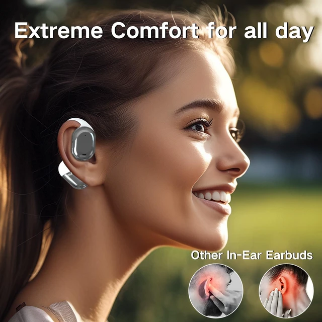 Alt view image 2 of 6 - Open-Ear earhooks, All-Day Comfort, 28H Battery with prolonged Wearing, IPX5 Waterproof, Compatible with Different Bluetooth Devices-White
