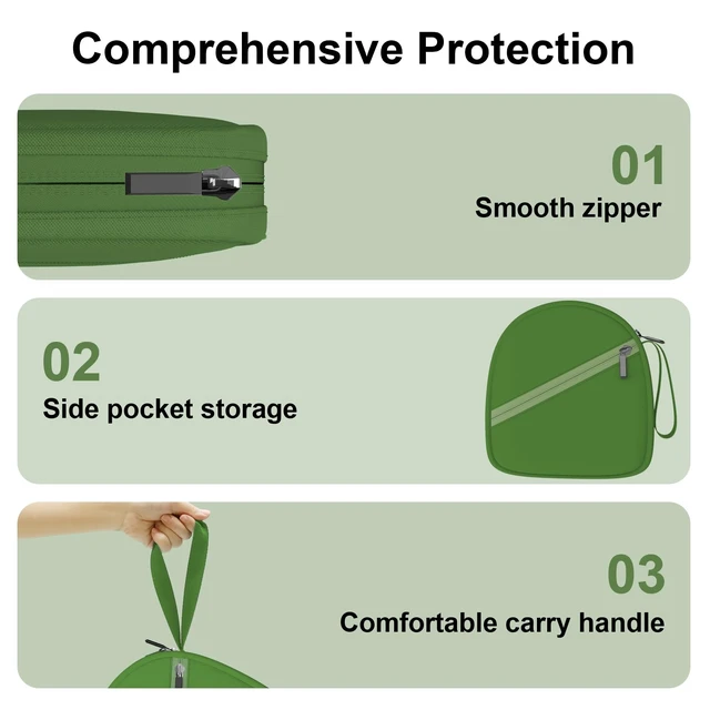 Alt view image 3 of 7 - Headphone Headset Case Bag Compatible with JBL & Soundcore Over-Ear - Green Hard Shell Travel Bag Compatible with JBL 720BT/510BT/500BT, Soundcore Q20i/Q30/Q45, Sony, Bose, JLab, TOZO & More