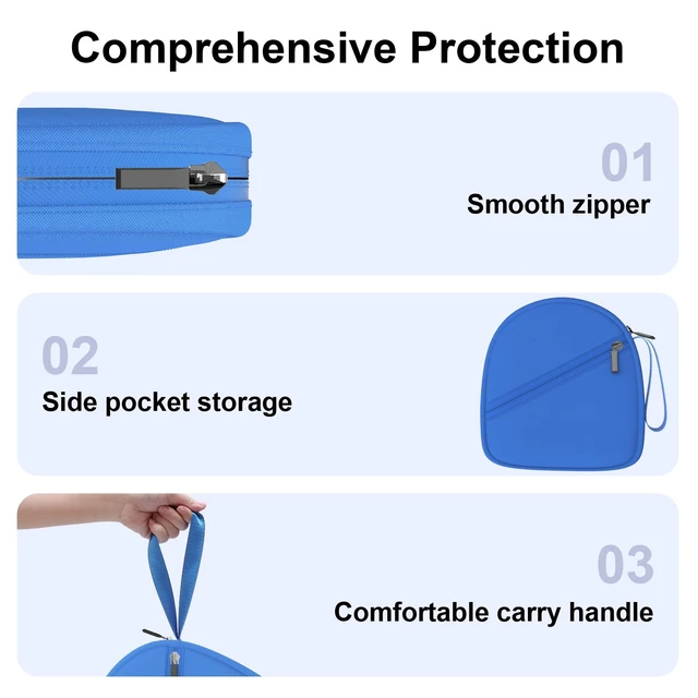Alt view image 3 of 7 - Headphone Headset Case Bag Compatible with JBL & Soundcore Over-Ear - Blue Hard Shell Travel Bag Compatible with JBL 720BT/510BT/500BT, Soundcore Q20i/Q30/Q45, Sony, Bose, JLab, TOZO & More