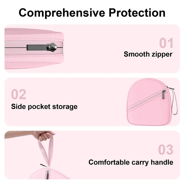 Alt view image 3 of 7 - Headphone Headset Case Bag Compatible with JBL & Soundcore Over-Ear - Pink Hard Shell Travel Bag Compatible with JBL 720BT/510BT/500BT, Soundcore Q20i/Q30/Q45, Sony, Bose, JLab, TOZO & More