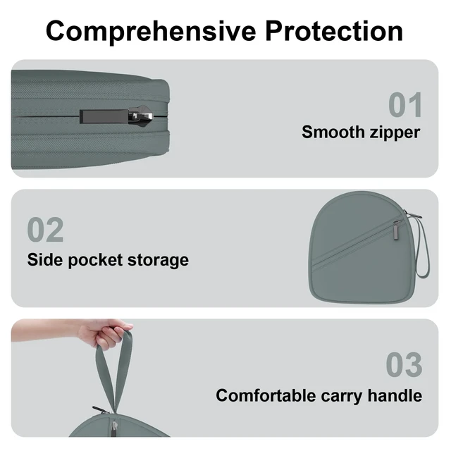 Alt view image 3 of 7 - Headphone Headset Case Bag Compatible with JBL & Soundcore Over-Ear - Grey Hard Shell Travel Bag Compatible with JBL 720BT/510BT/500BT, Soundcore Q20i/Q30/Q45, Sony, Bose, JLab, TOZO & More