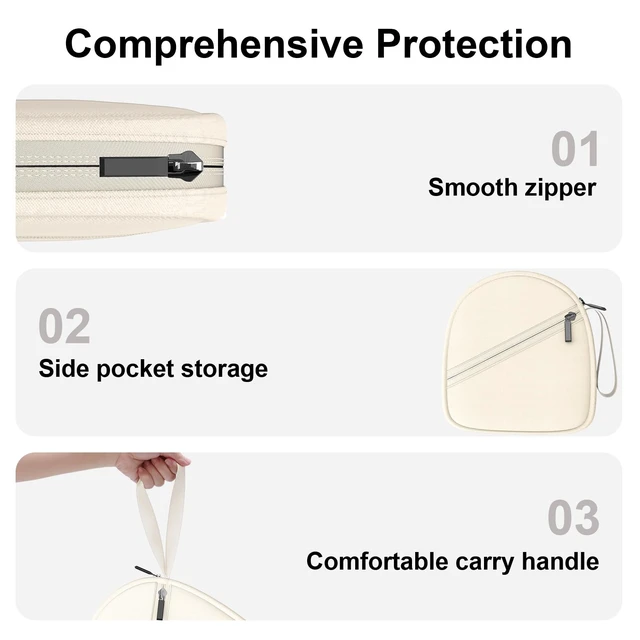 Alt view image 3 of 7 - Headphone Headset Case Bag Compatible with JBL & Soundcore Over-Ear - Khaki Hard Shell Travel Bag Compatible with JBL 720BT/510BT/500BT, Soundcore Q20i/Q30/Q45, Sony, Bose, JLab, TOZO & More