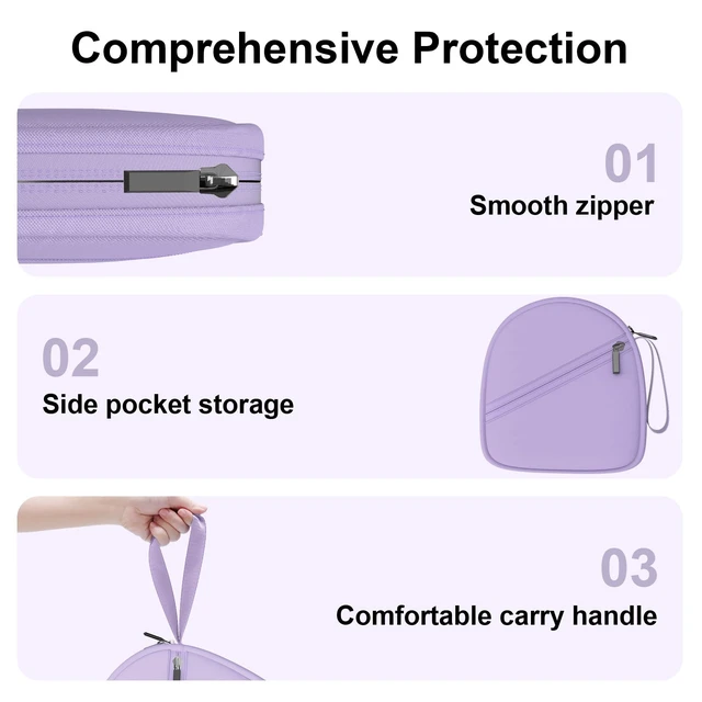 Alt view image 3 of 7 - Headphone Headset Case Bag Compatible with JBL & Soundcore Over-Ear- Purple Hard Shell Travel Bag Compatible with JBL 720BT/510BT/500BT, Soundcore Q20i/Q30/Q45, Sony, Bose, JLab, TOZO & More