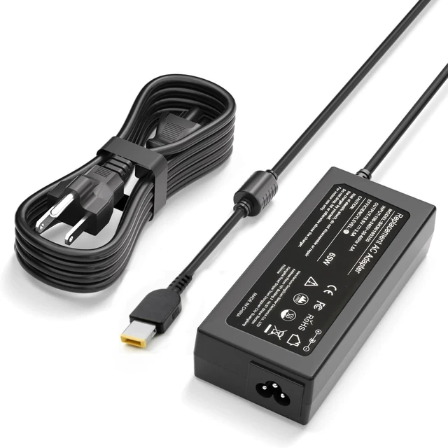 Main image of 65W Laptop Charger Compatible with Lenovo ThinkPad T470 T460 T450 T440 T560 X270 X260 X250 X240 & E Series AC Adapter with Yellow Square Tip Replacement for ADLX65NLC2A ADLX65NCC3A 0B47481