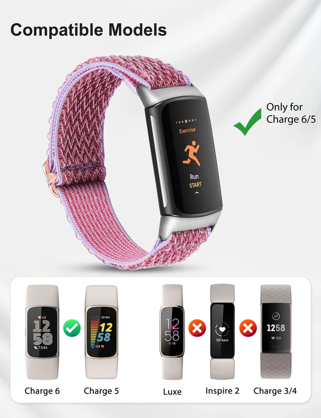 Alt view image 2 of 6 - Elastic Band Compatible with Fitbit Charge 6/Charge 5 Bands Women 3 Packs Adjustable Stretchy Loop Strap Soft Nylon Sport Wristband Accessories for Charge 6/5 Women Men