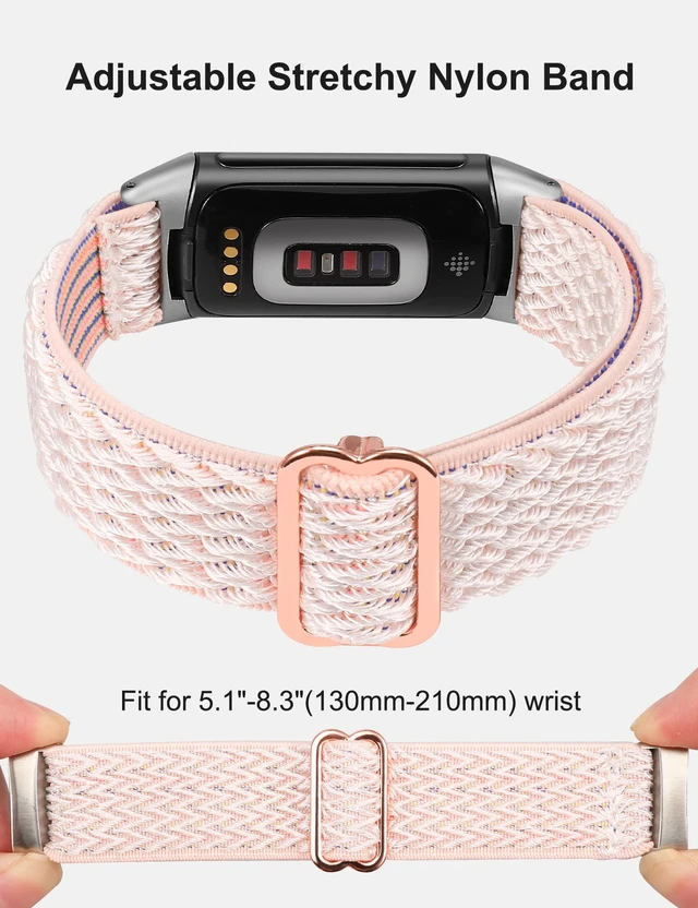 Alt view image 4 of 6 - Elastic Band Compatible with Fitbit Charge 6/Charge 5 Bands Women 3 Packs Adjustable Stretchy Loop Strap Soft Nylon Sport Wristband Accessories for Charge 6/5 Women Men