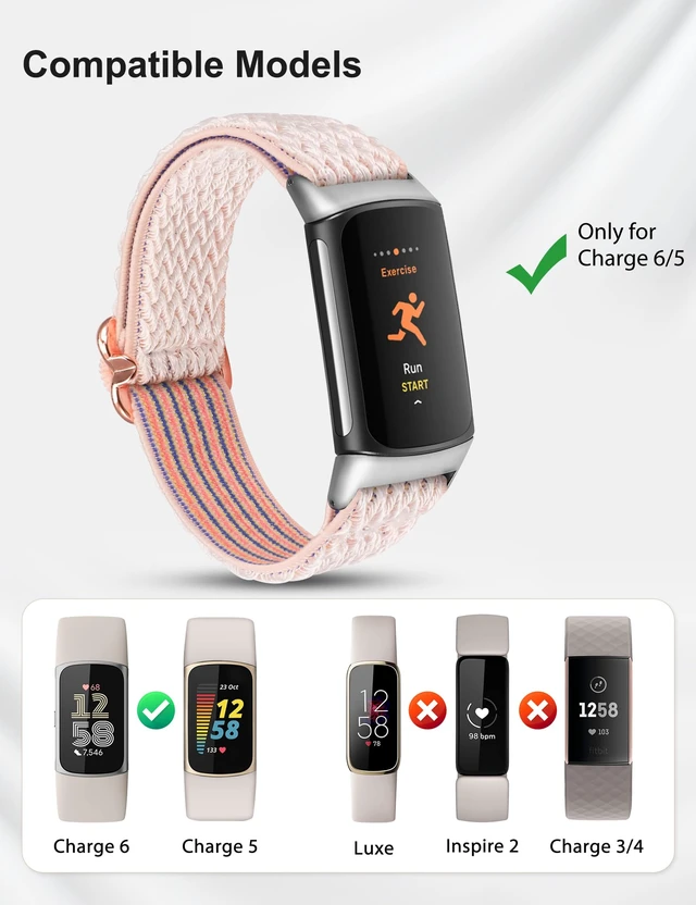 Alt view image 2 of 6 - Elastic Band Compatible with Fitbit Charge 6/Charge 5 Bands Women 3 Packs Adjustable Stretchy Loop Strap Soft Nylon Sport Wristband Accessories for Charge 6/5 Women Men