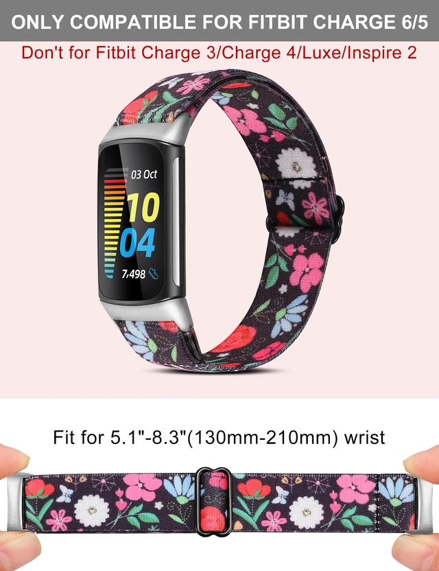 Alt view image 3 of 6 - Elastic Band Compatible with Fitbit Charge 6/Charge 5 Bands Women 3 Packs Adjustable Stretchy Loop Strap Soft Nylon Sport Wristband Accessories for Charge 6/5 Women Men