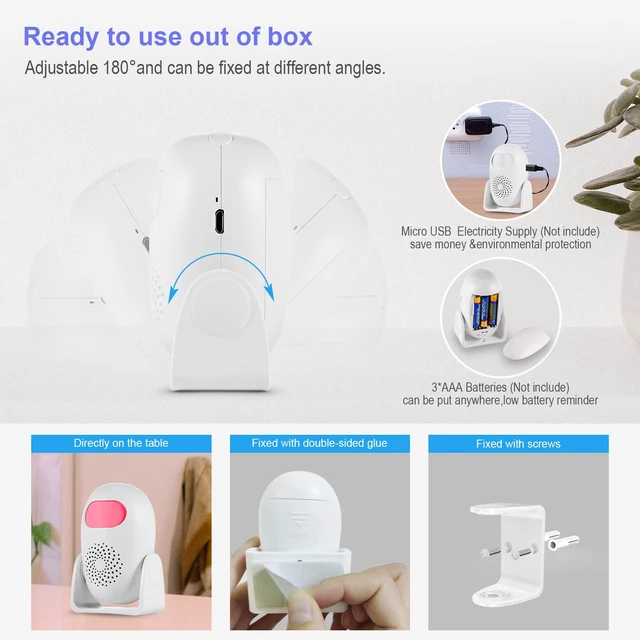 Alt view image 6 of 7 - Motion Sensor Alarm with 17 Chimes 3 Alarm Modes 4 Volume Levels Wireless Motion Detector Alarm with Remote 110dB Home Security Alarm (2 Motion Detector, 2 Remote Control)