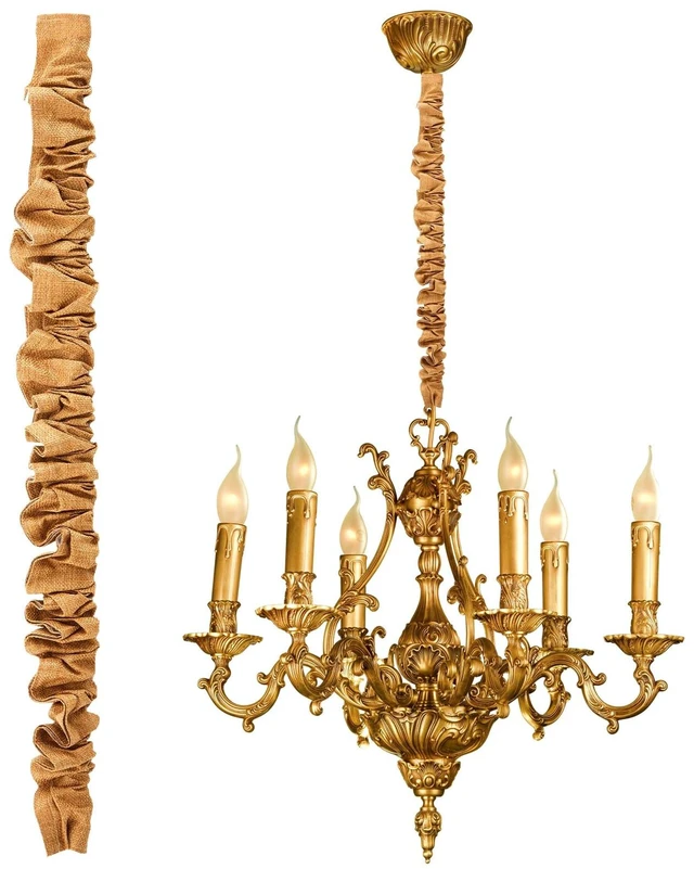 Main image of 2 Pack 6 ft Brown Fabric Cord Covers for Chandelier Chains, Hook and Loop Warm Woven Texture; 5.12 in Coverage Width; Cut-to-fit Fabric; Wraps Installed Wiring; Christmas Rustic Boho Decorative