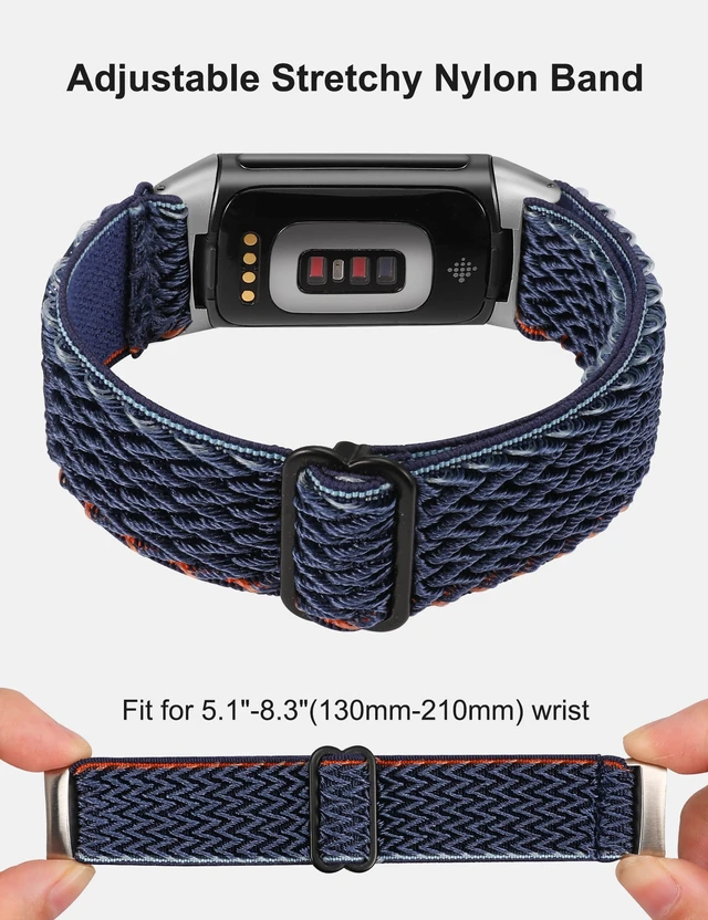 Alt view image 4 of 6 - Elastic Band Compatible with Fitbit Charge 6/Charge 5 Bands Women 3 Packs Adjustable Stretchy Loop Strap Soft Nylon Sport Wristband Accessories for Charge 6/5 Women Men