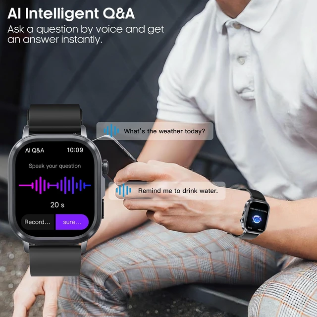 Alt view image 3 of 7 - Smart Watches for Men Women, AMOLED Fitness Tracker with 24/7 Heart Rate/Stress/Sleep Monitor, Answer/Make Calls, AI Watch Face, AI Voice, Flashlight, IP68 Waterproof Pedometer for Android iOS