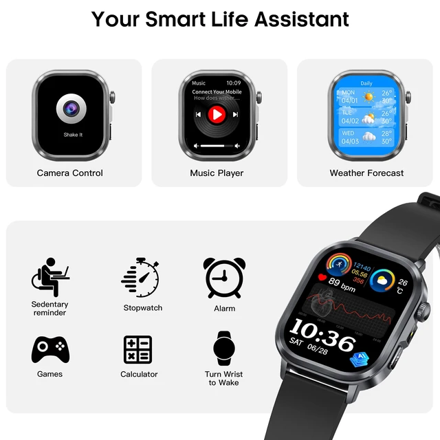 Alt view image 6 of 7 - Smart Watches for Men Women, AMOLED Fitness Tracker with 24/7 Heart Rate/Stress/Sleep Monitor, Answer/Make Calls, AI Watch Face, AI Voice, Flashlight, IP68 Waterproof Pedometer for Android iOS